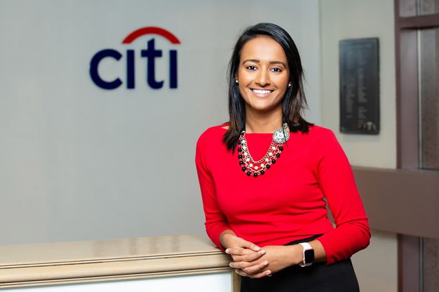 A portrait of Jalpa Bhavsar at Citi Bank