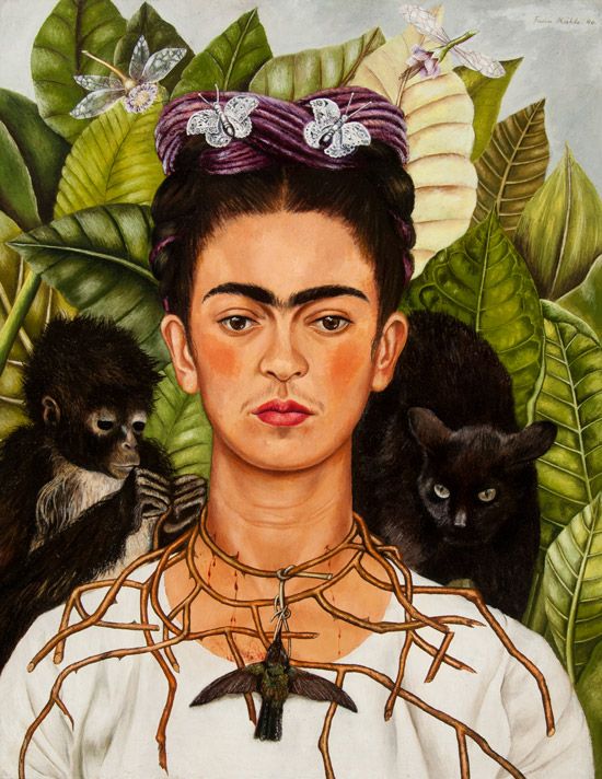 Self-Portrait with Hummingbird and Thorn Necklace, 1940 Frida Kahlo