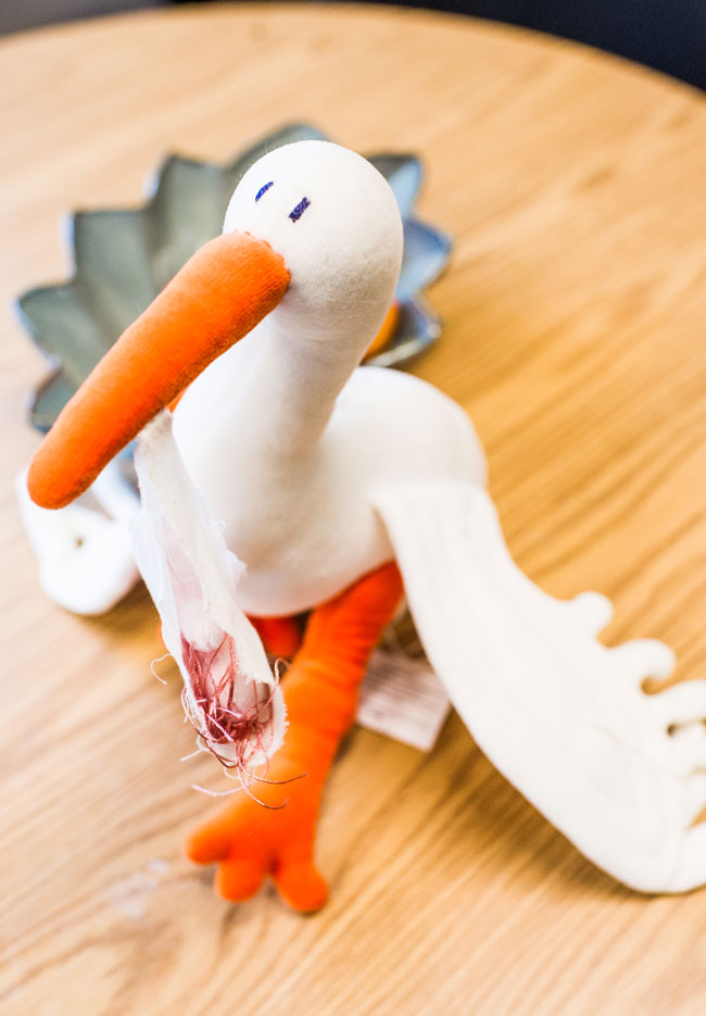 a stork plush