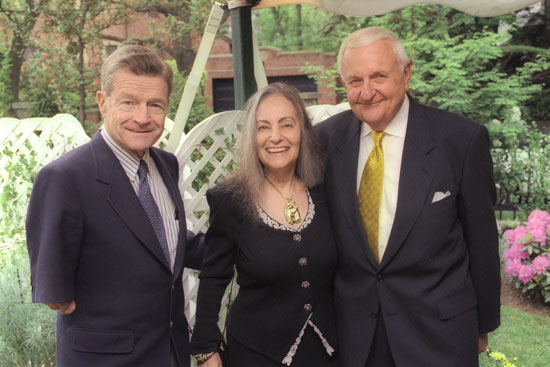 Barbara and Marshall Sloane with Dr. John Silber at the Sloane House Dedication