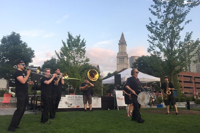 Musicians play jazz in the park