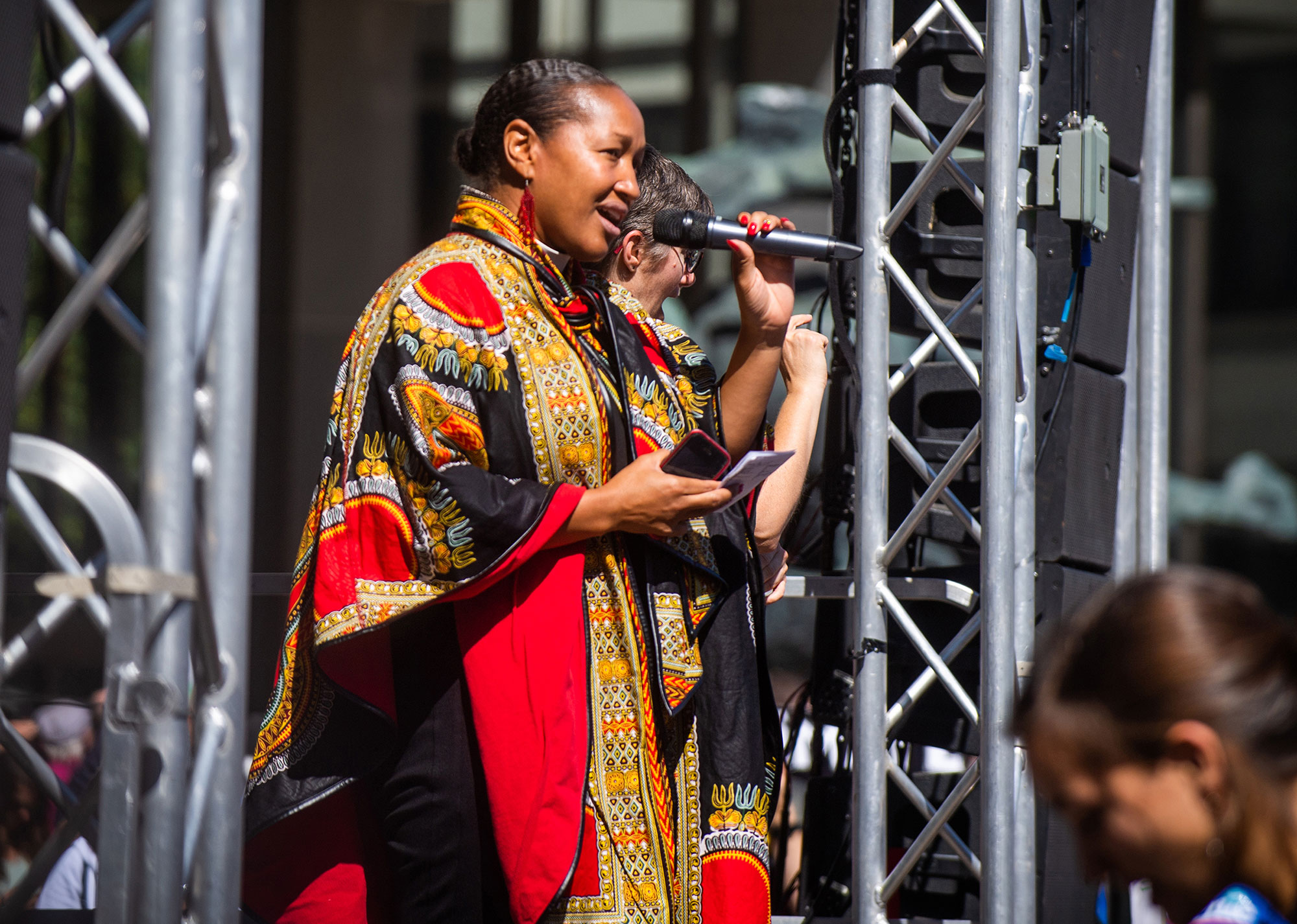 Rev. Mariama White Hammond speaks during the Youth Climate Strike at City Hall Plaza in Boston on September 20, 2019.