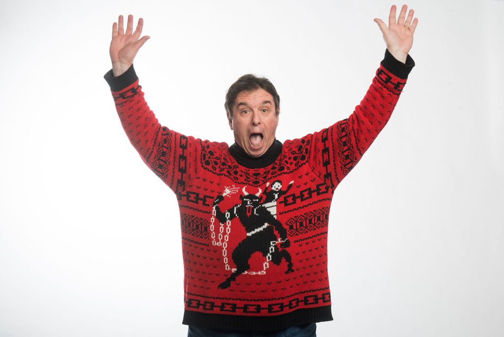 Walter Von Bosau wears a sweater featuring Krumpus