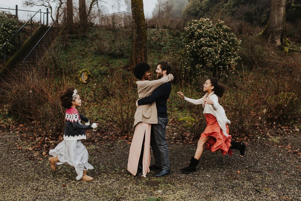 A photo of Anika Bent-Albert (CAS’99) and Todd Albert (CAS’99) with their two daughters, Freya, 8, and Maeve, 10