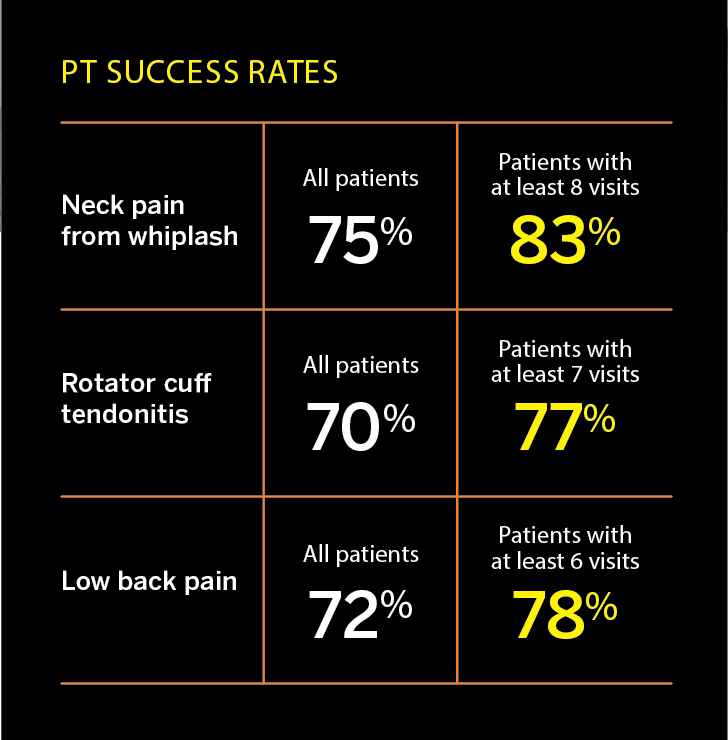 An infographic of PT success rates
