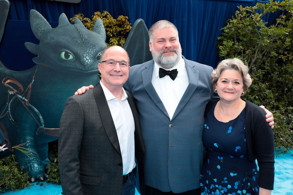 How to Train Your Dragon producer Bradford Lewis, film director Dean DeBlois, and producer Bonnie Arnold at the LA premiere of How to Train Your Dragon 3.