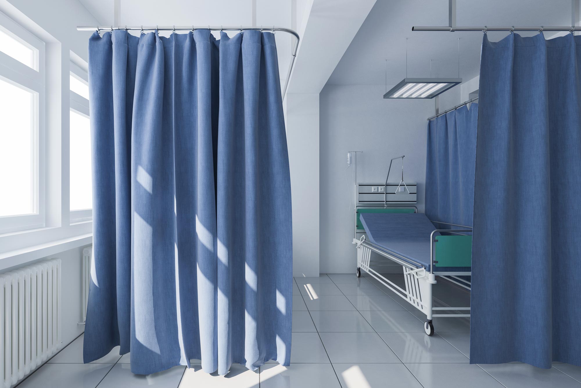 A photo of a hospital room
