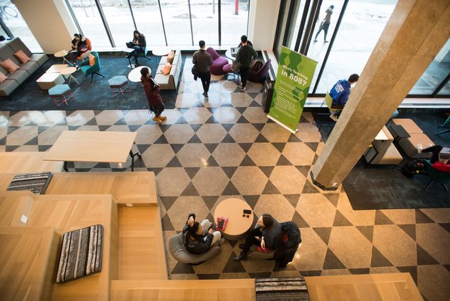 A photo of Coffee and Conversation at the new Howard Thurman Center