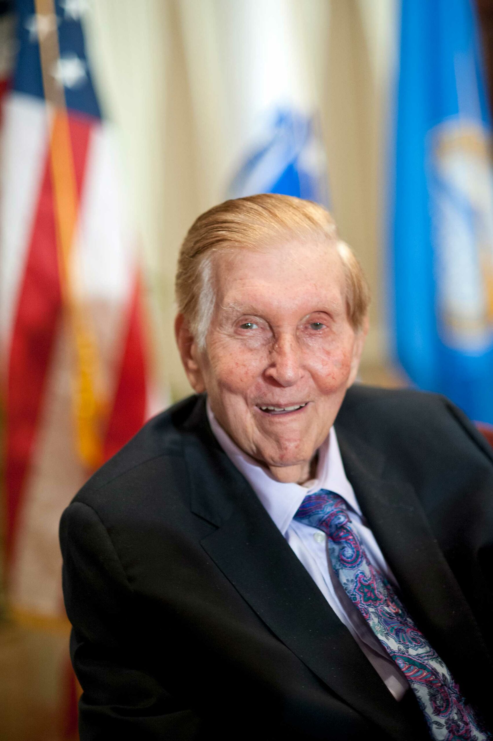 Portrait of Sumner Redstone at a ceremony to announce the naming of the new Sumner M. Redstone LAW Building on Thursday, Sept. 13, 2012