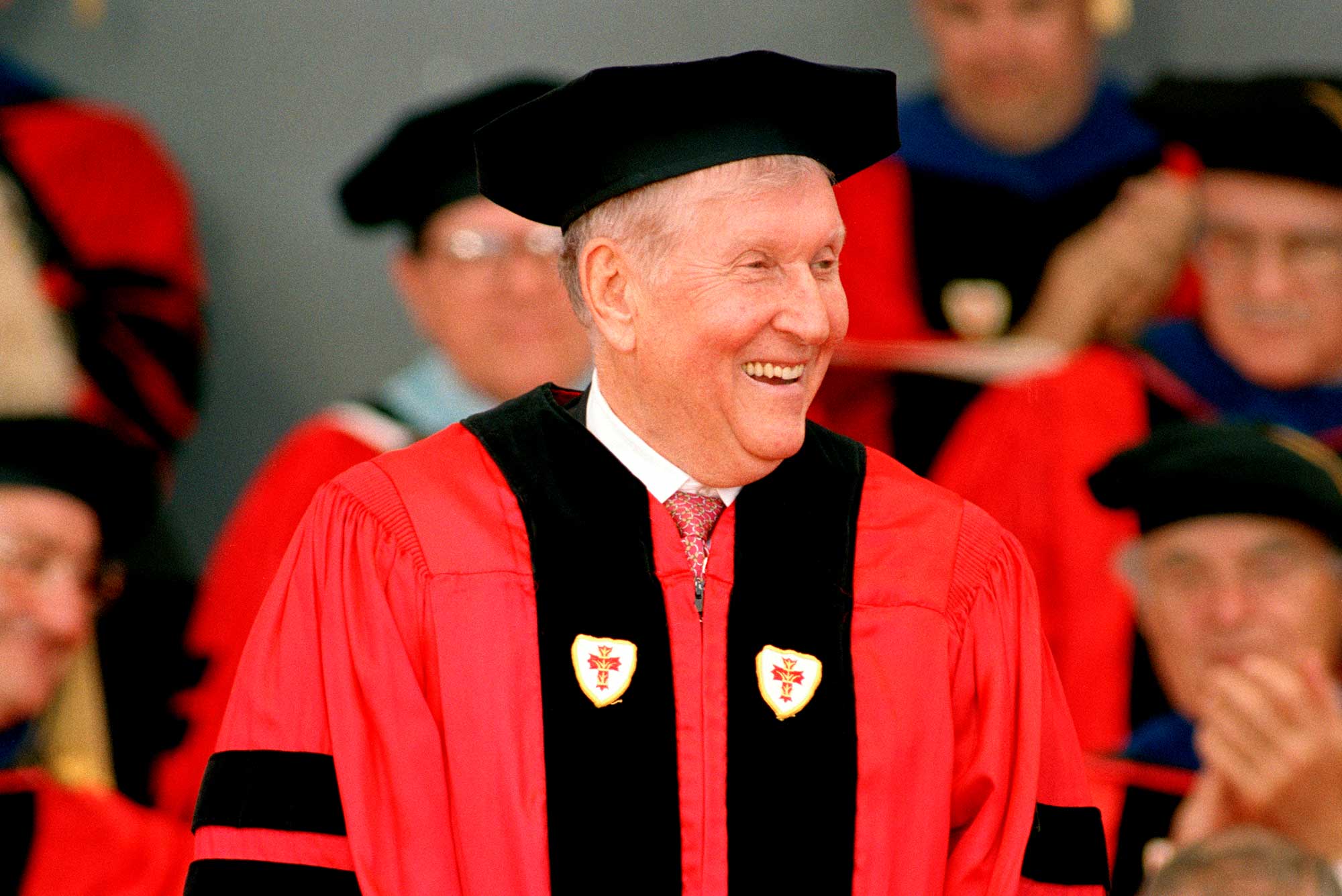 Sumner Redstone accepts his honorary degree at Boston University's 1994 Commencement ceremony