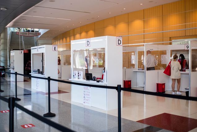 A photo of the COVID-19 testing facility at Agganis Arena