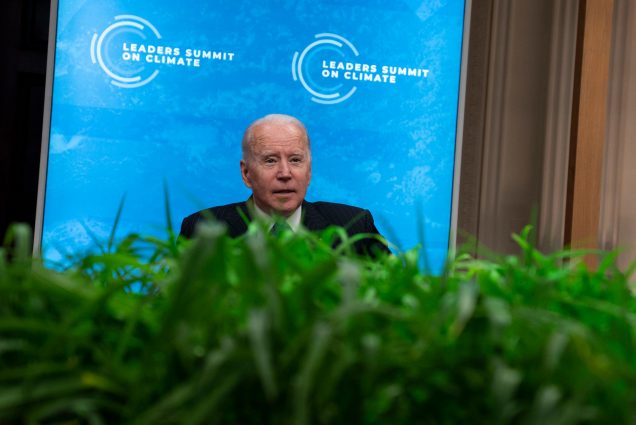 A photo of Joe Biden at the recent Climate Leadership Summit