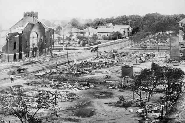 Part of Greenwood District burned in Race Riots, Tulsa, Oklahoma, USA, June 1921