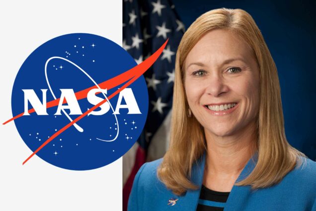 Official portriat of Janet Petro, Director of NASA Kennedy Space Center, next to the NASA logo on the left.