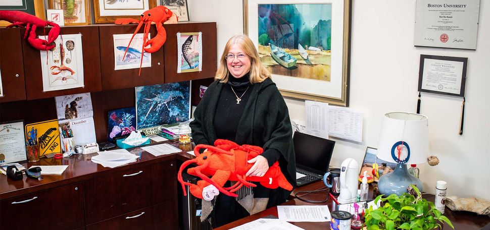 Kari Lavalli stands in her CGS office at Boston University