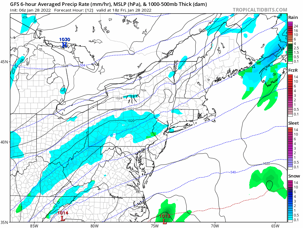 Gif of a graphical forecast map showing the snowfall predicted to hit the Northeast this weekend.