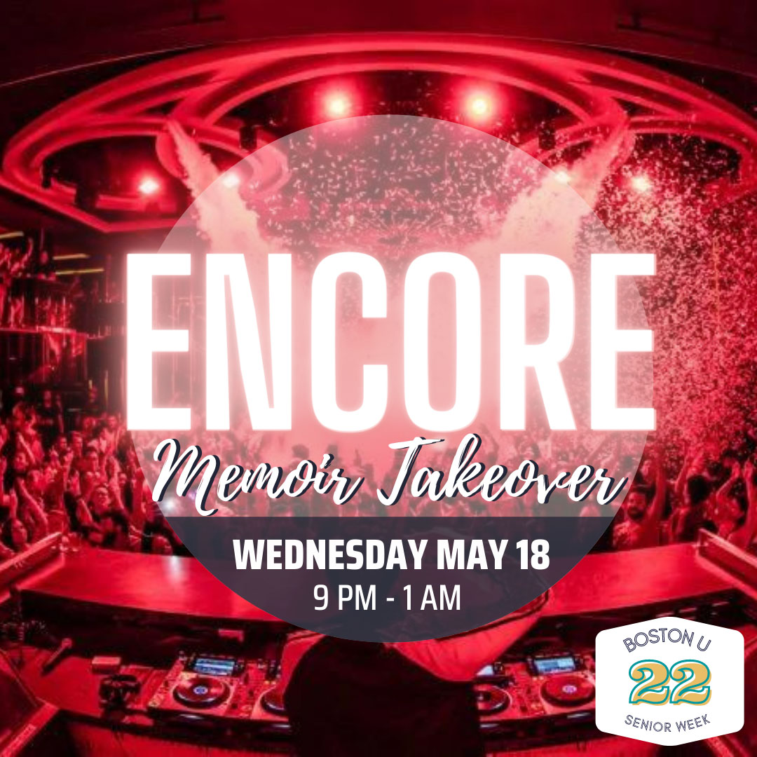 Image: Poster for Night at Encore. Poster shows photo of the interior of an arena lit red in the night. Text on poster gives details for the event.