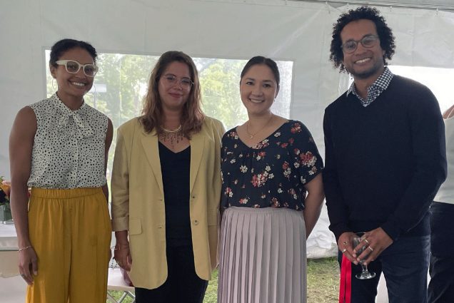 The inaugural cohort of the College of Arts & Sciences Society of Fellows has taken up residence at Boston University this fall: Alisa Prince (from left), Alize Arican, Tori Lee, and Jacob Bongers (not pictured: Najwa Mayer). Photo courtesy of College of Arts & Sciences