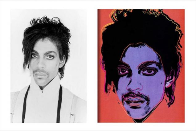 An image of Prince by Lynn Goldsmith and the print replication of the same image in purple with an orange background by Andy Warhol. The case before the court on October 12, Andy Warhol Foundation for the Visual Arts, Inc. v. Goldsmith, hinges on an Andy Warhol print based on a portrait of the artist Prince by photographer Lynn Goldsmith. Image credit: Lynn Goldsmith; Andy Warhol Foundation for the Visual Arts; United States Supreme Court Documents