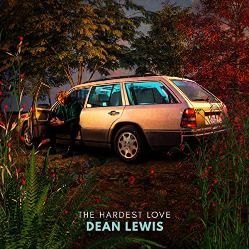 Album Cover shows Dean Lewis sitting in the driver side of an old sedan parked in the woods and leaning outside the door with hands clasped.