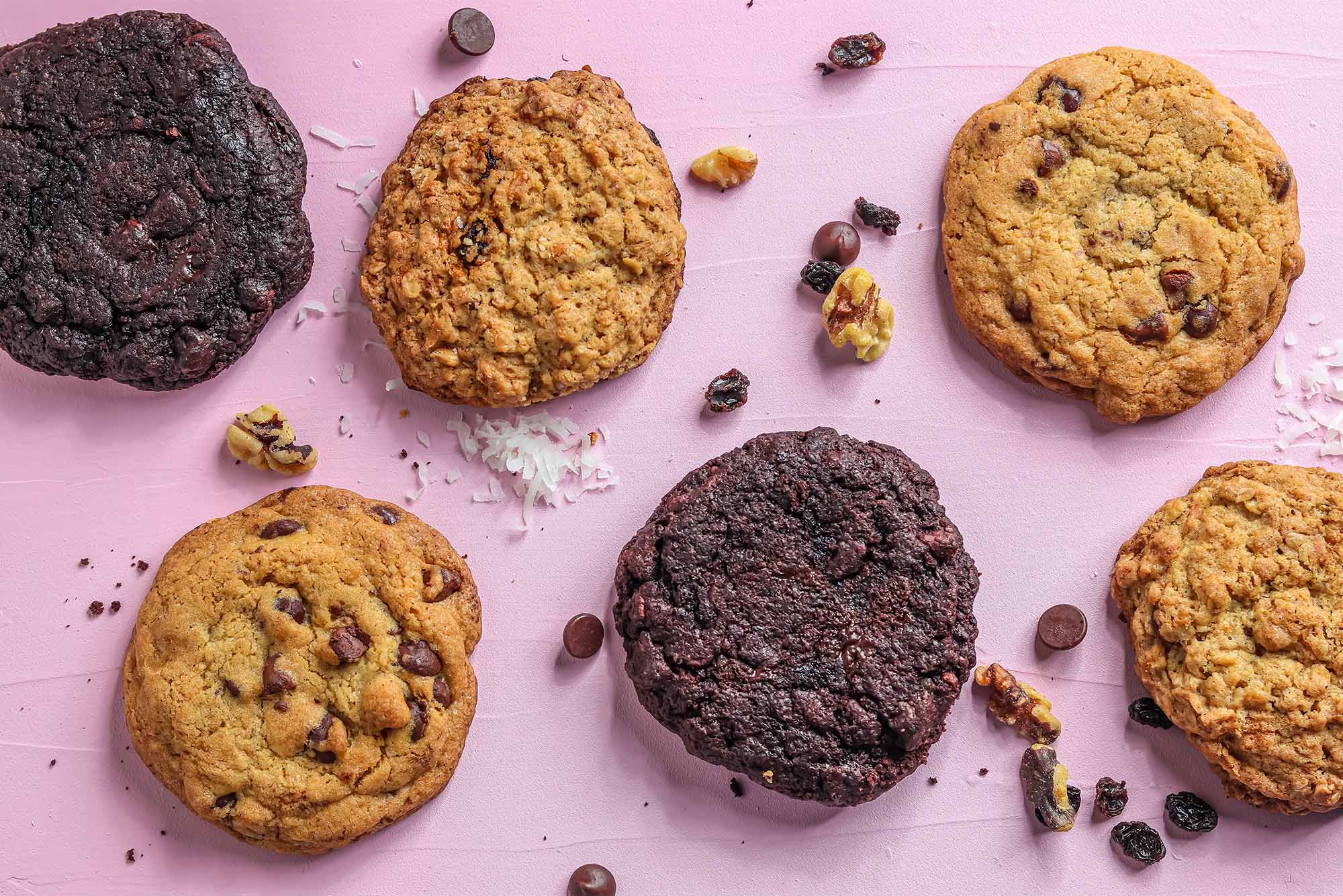 four scoops of ice cream and six chocolate chip cookies