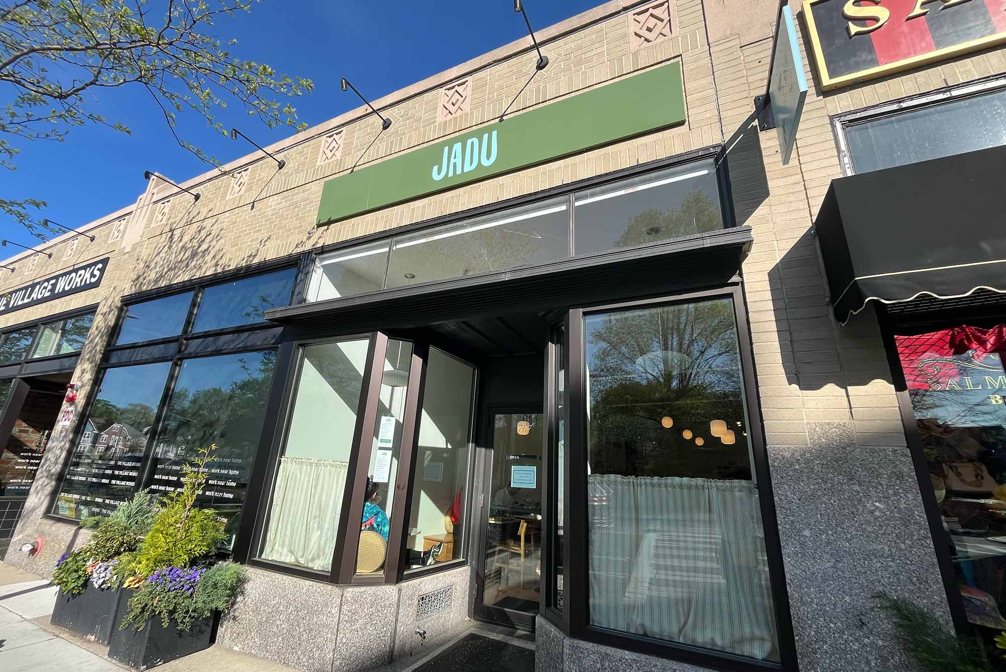Photo: The exterior of Jadu, a coffee shop in Jamaica Plain