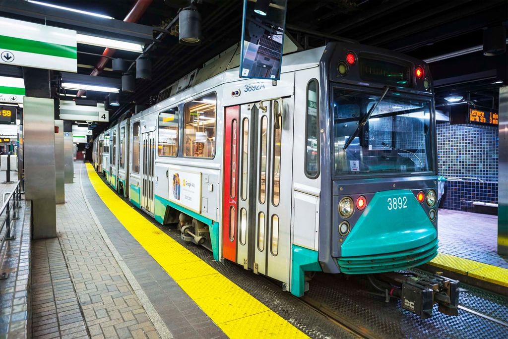 Photo: A green line train, part of the Boston Subway (Massachusetts Bay Transportation Authority, MBTA), located in Boston, Massachusetts, USA.