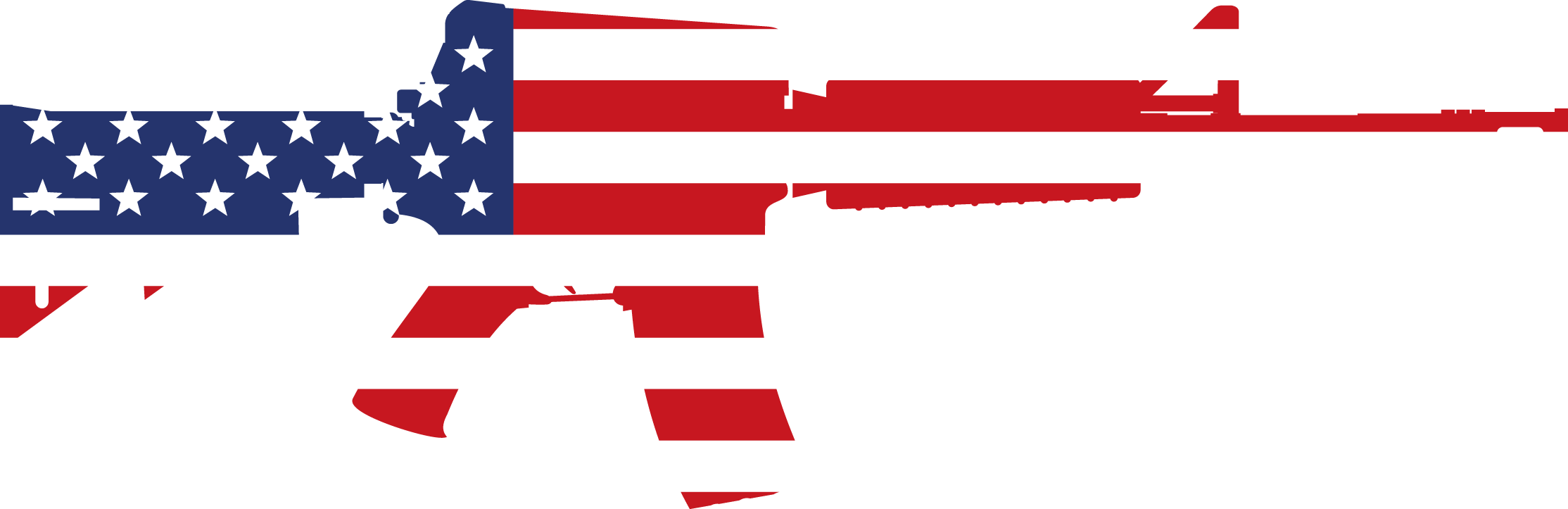 Image: Silhouette of an AR-15 rifle. The American flag fills in the silhouette.