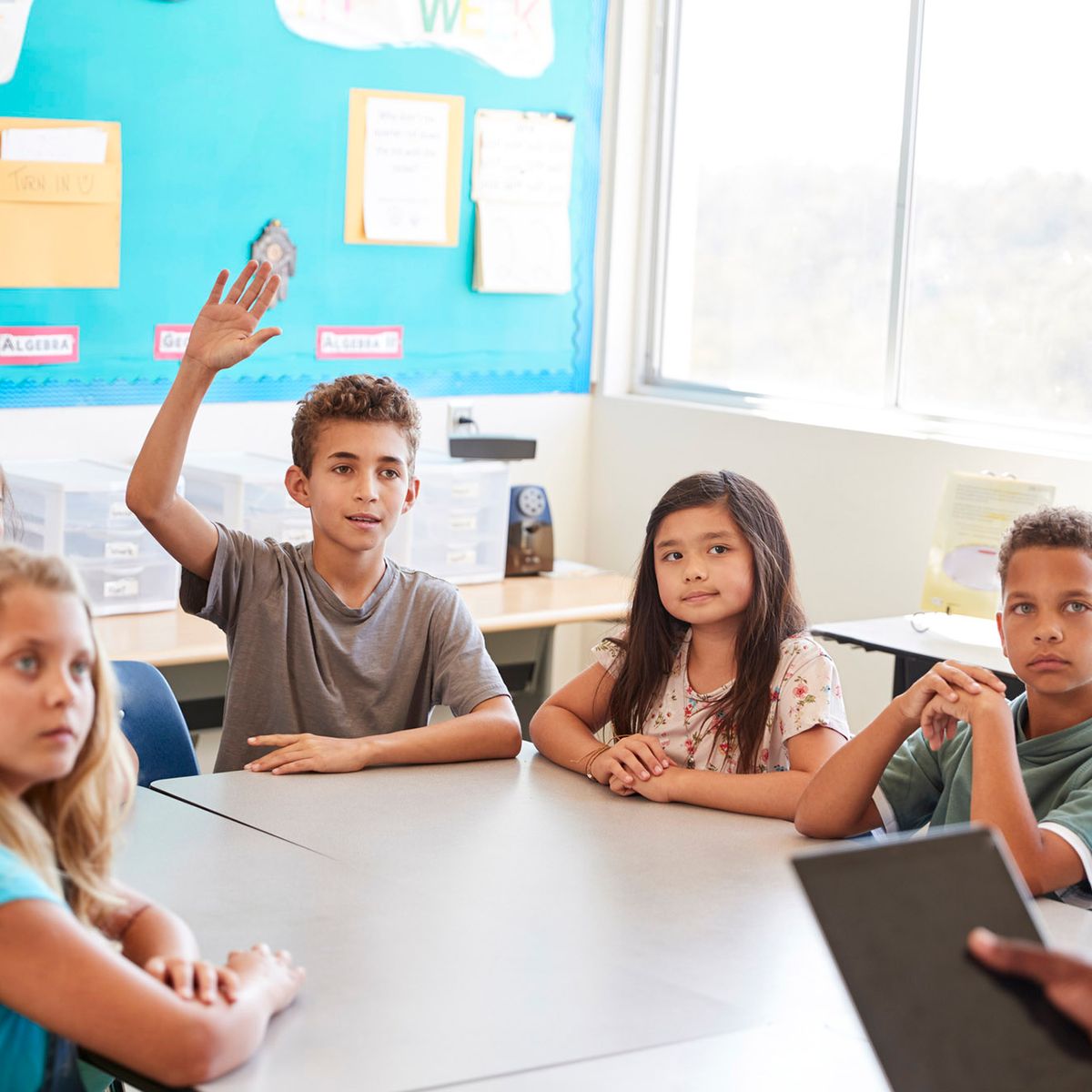 kids talking in classroom