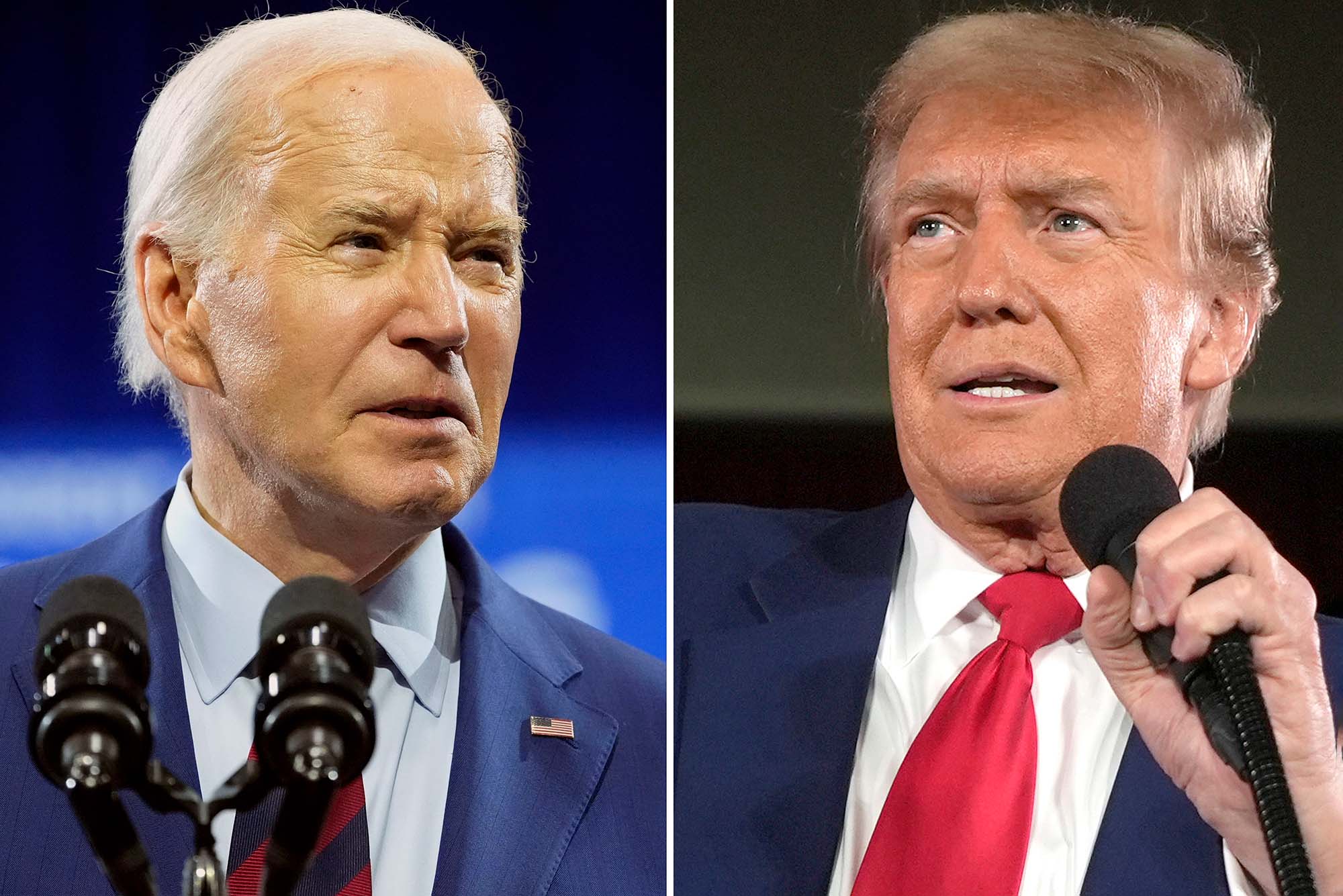 Photo: A composite image of two pictures of President Joe Biden (left) and former President Donald Trump