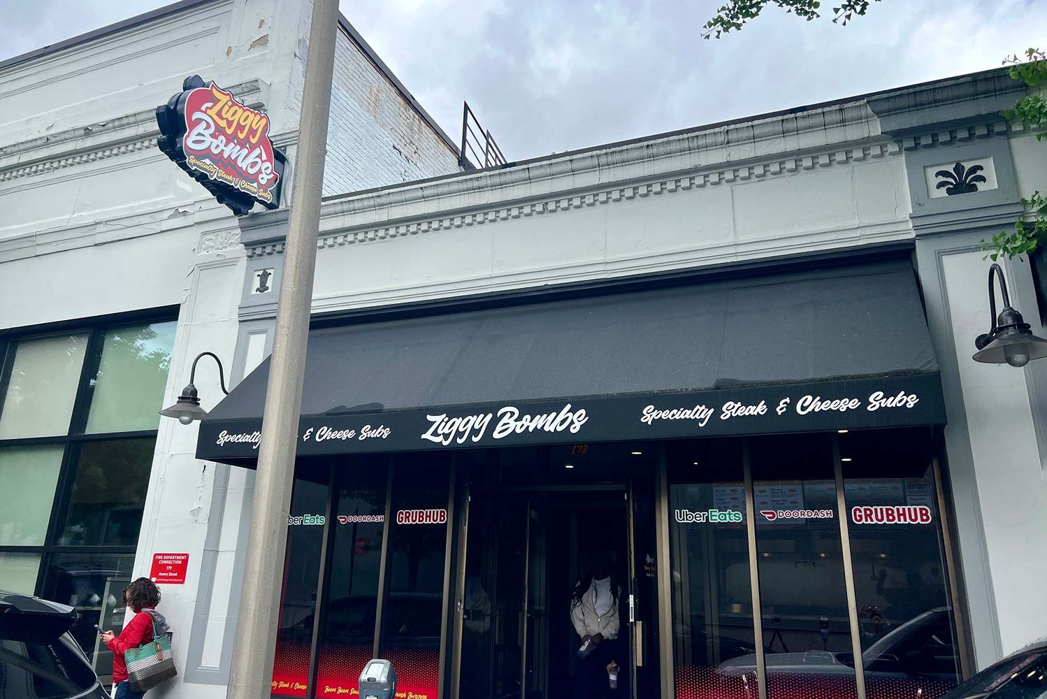 Photo: A picture of the exterior of "Ziggy Bombs," a sub shop in Brookline.