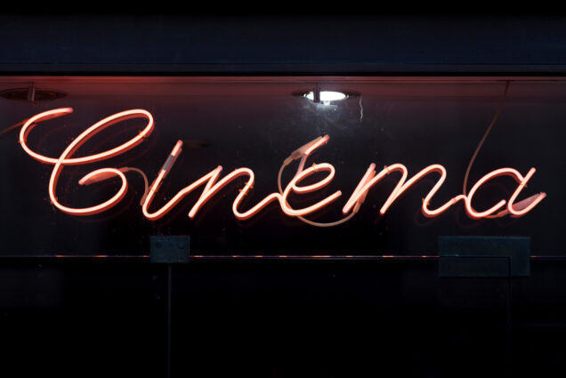 Photo: A neon sign that says "Cinéma," or "film" in French.