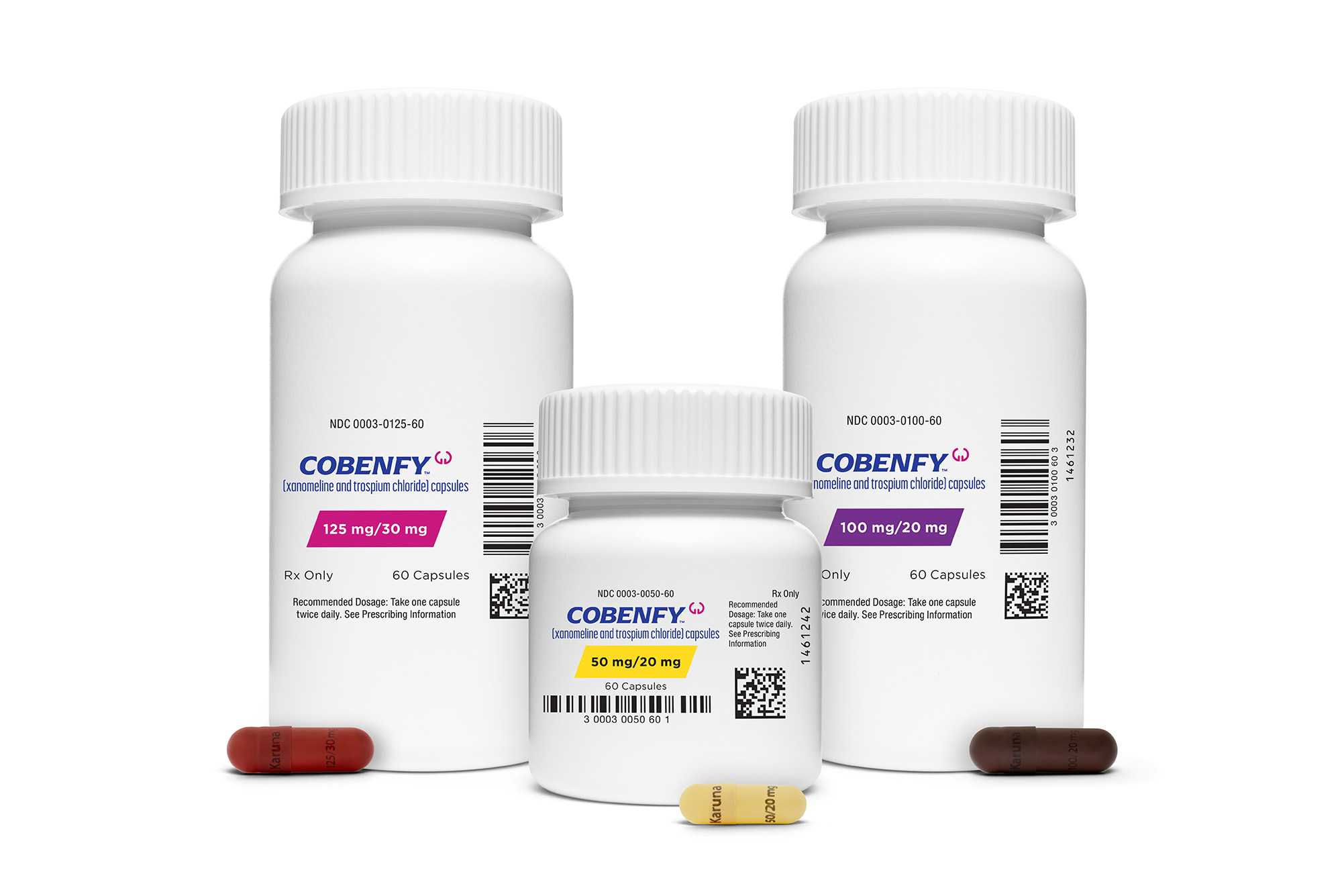 Photo: A picture of three bottles of Cobenfy, a new medication for Schizophrenia