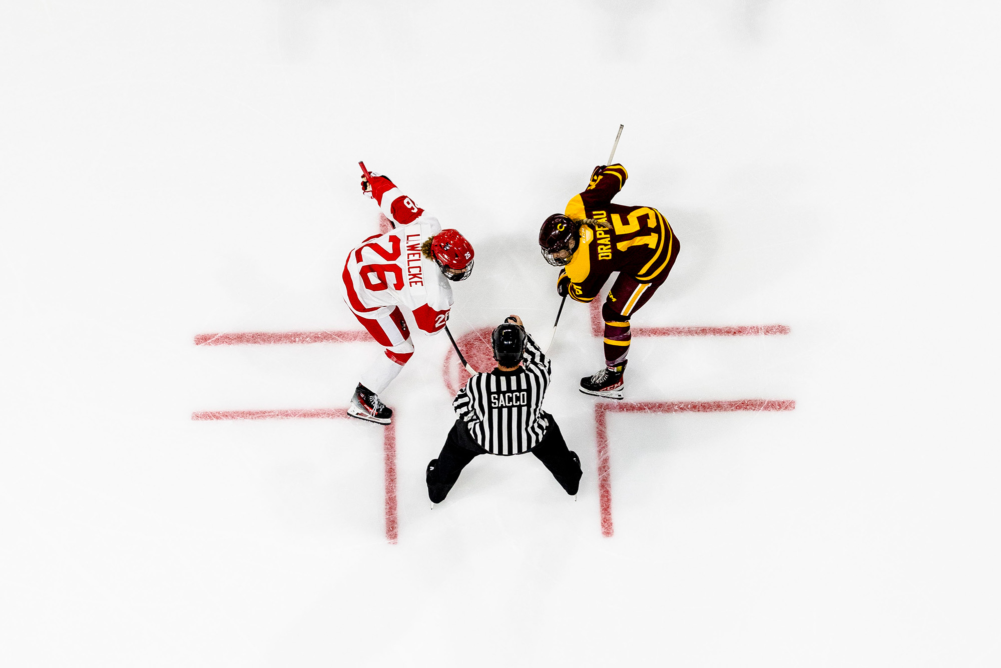 Photo: BU Women's Hockey players gearing up to face off on the ice against Concordia