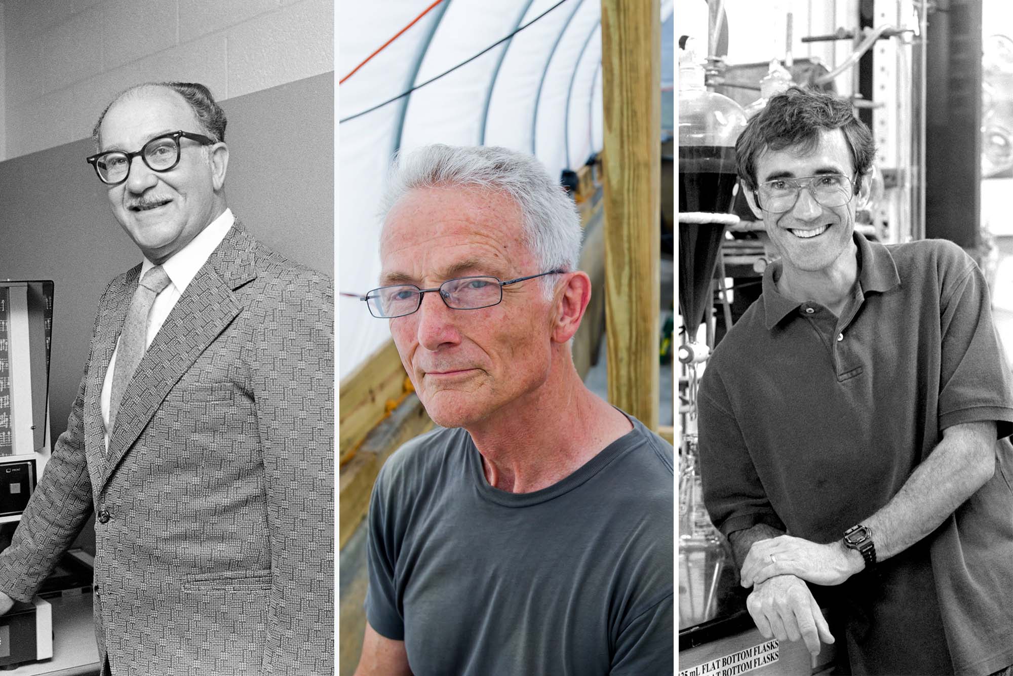 Photo: A collage image of three men, two of which of in black in white.