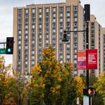 Photo: Exterior of Warren Towers, a large hi rise dorm in Boston MA on Boston University's campus