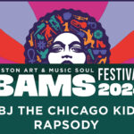 Poster for the annual Boston Art Music & Soul Festival, featuring a woman with a colorful afro and text reading "BAMS Festival 2024. BJ The Chicago Kid. Rapsody."