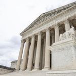 Photo: A tight portrait shot of the US Supreme Court Building