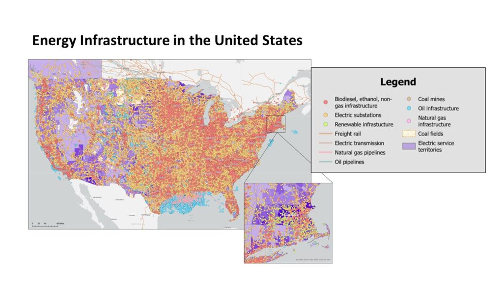 Map of energy infrastructure across the United States