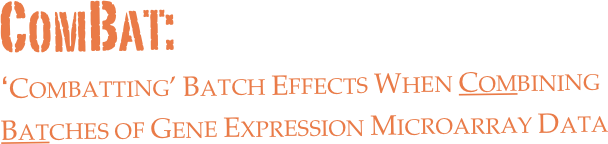 ComBat:
‘Combatting’ Batch Effects When Combining Batches of Gene Expression Microarray Data