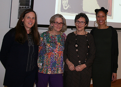 Professors Katharine Silbaugh, Linda McClain, Carol Sanger, and Khiara Bridges at BU Law's Annual Distinguished Lecture