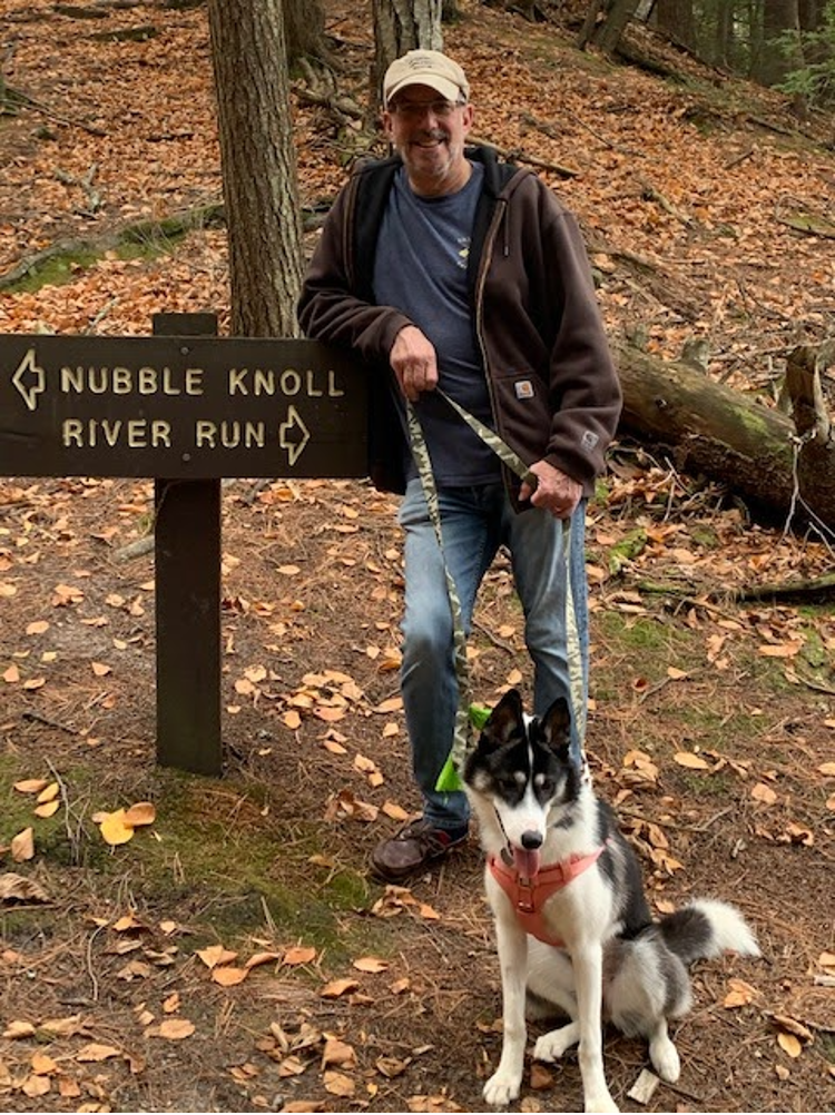 Stephen Bauer ('83) with his Siberian Husky