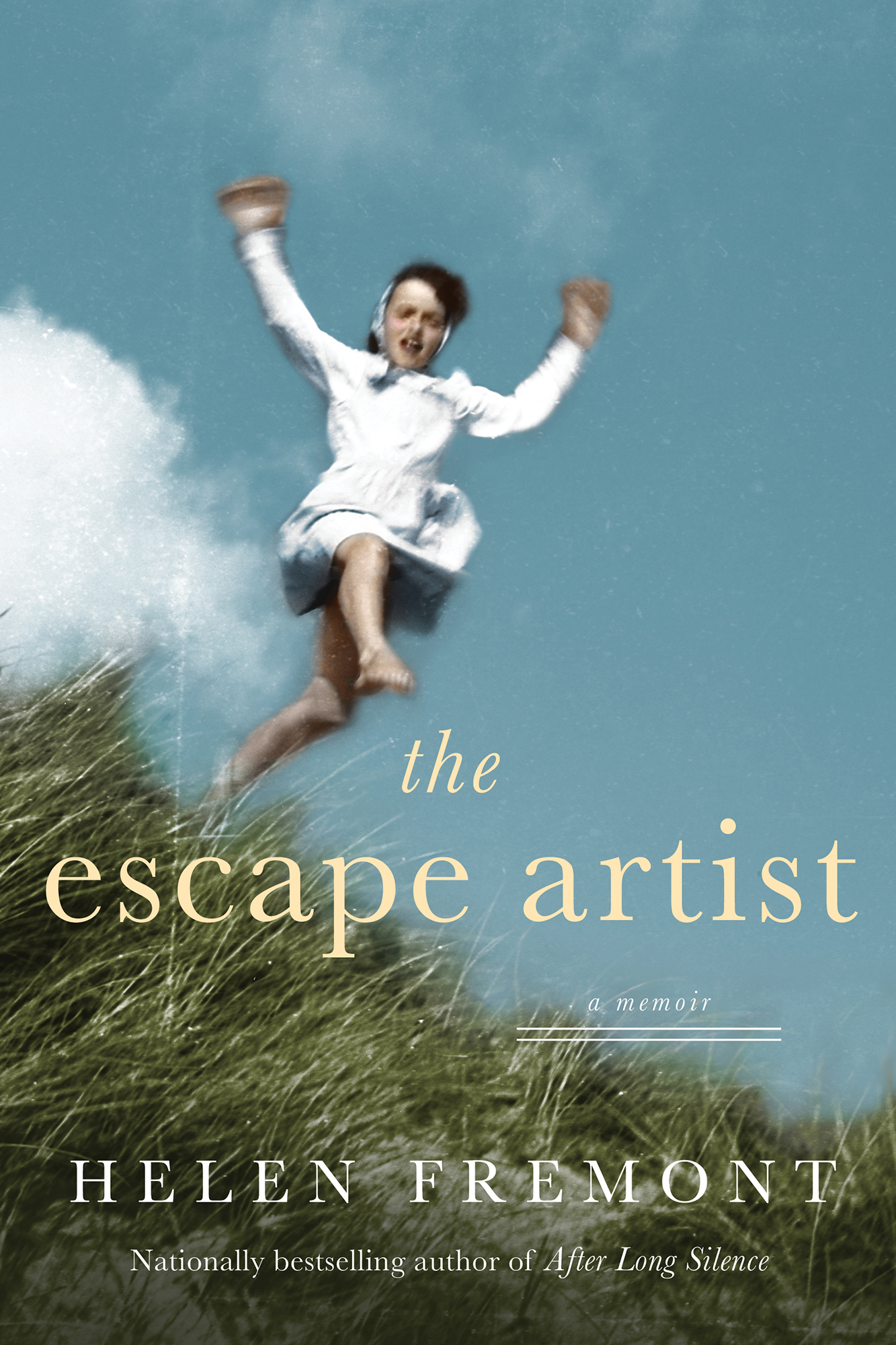A young girl running down a steep hill, the cover of The Escape Artist, a memoir by Helen Fremont (BU Law Class of 1982)