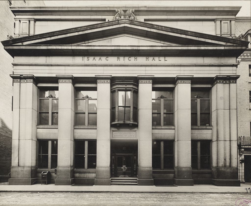 A historical black and white photo of 11 Ashburton Place, Boston