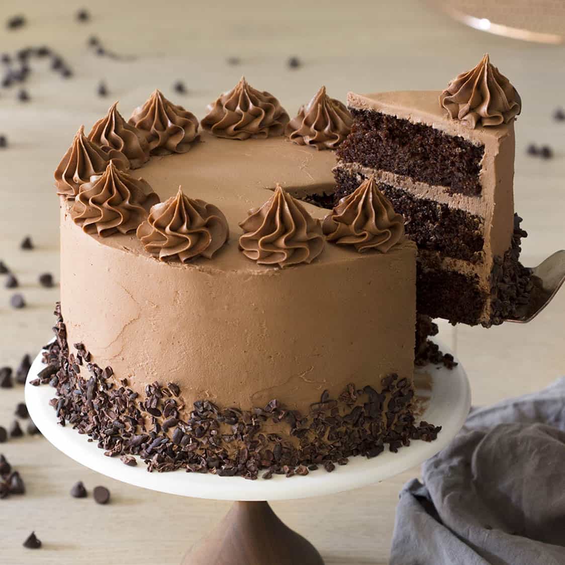 Ombre Chocolate Cake: Decadent Chocolate Cake w/ Chocolate Frosting