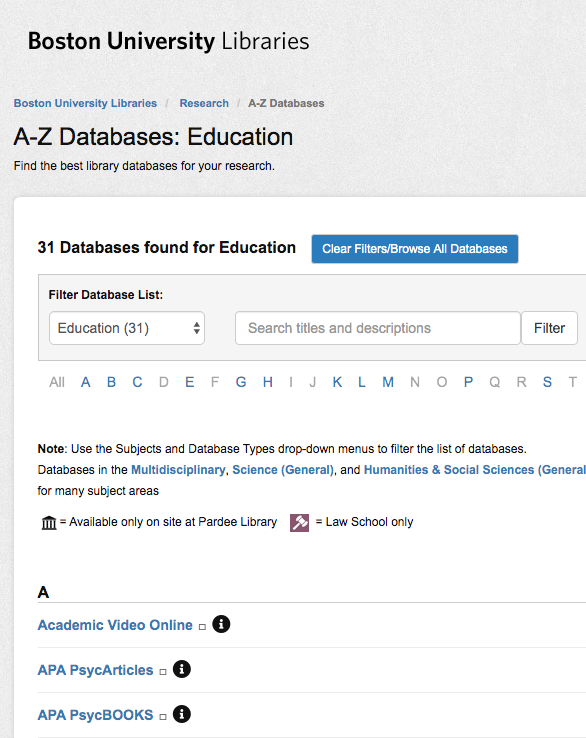 Exploring Educational Databases Bu Libraries Boston University