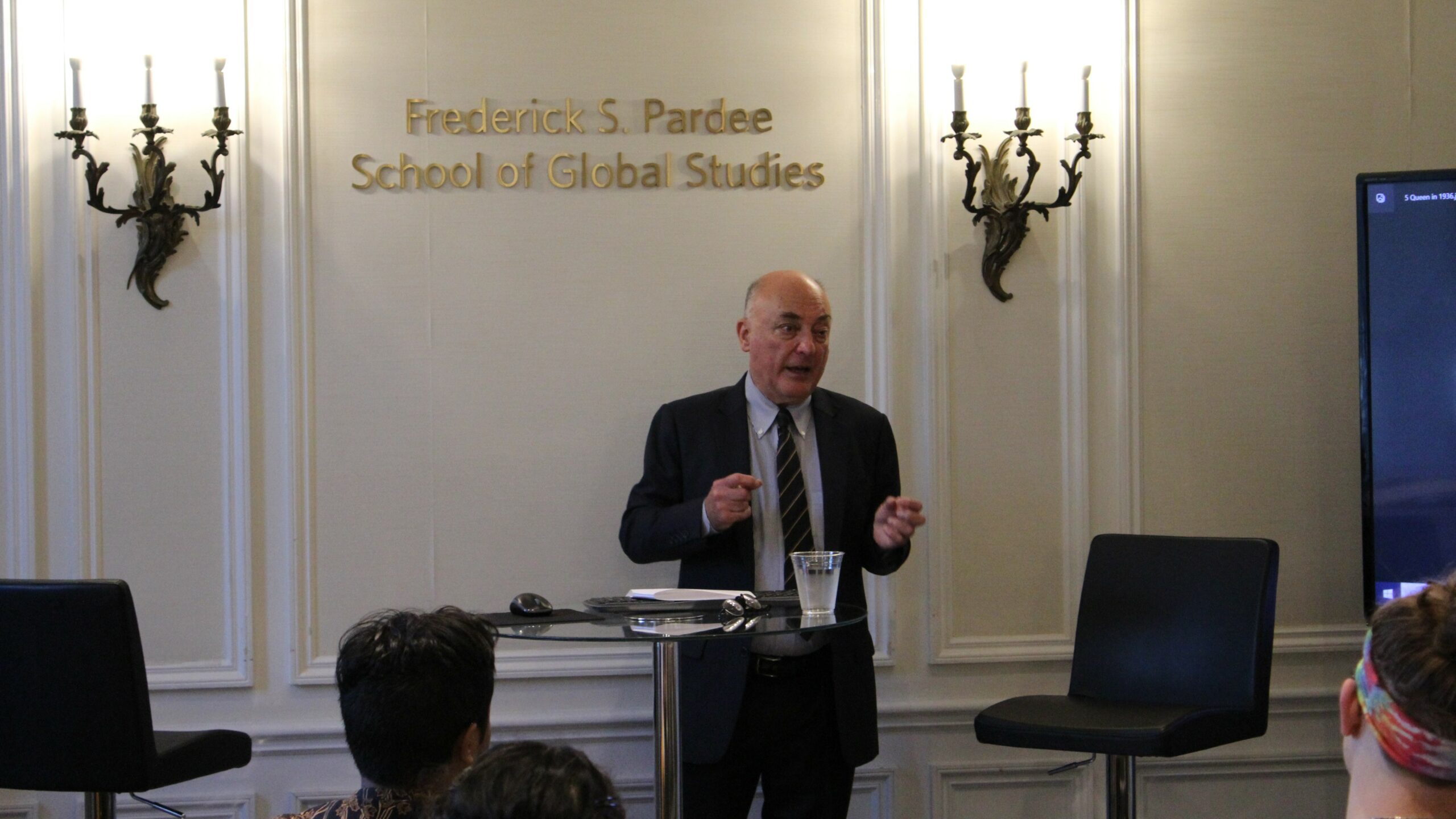 Professor Houchang Chehabi addresses an audience of students and scholars at the Pardee School.