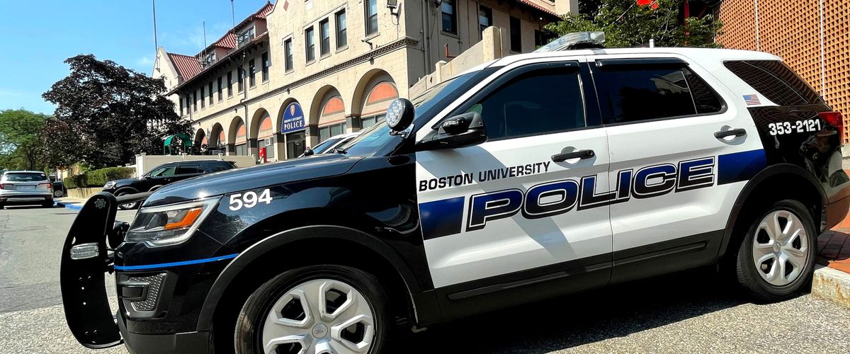 BUPD police cruiser outside of headquarters