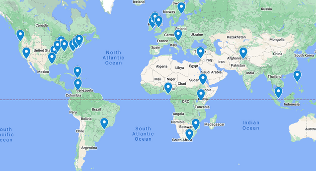 Map of participants from OTGDS 2022