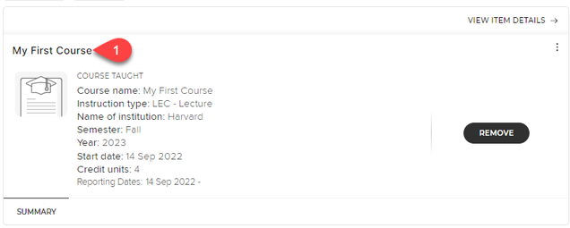 Find My first course on the upper left corner